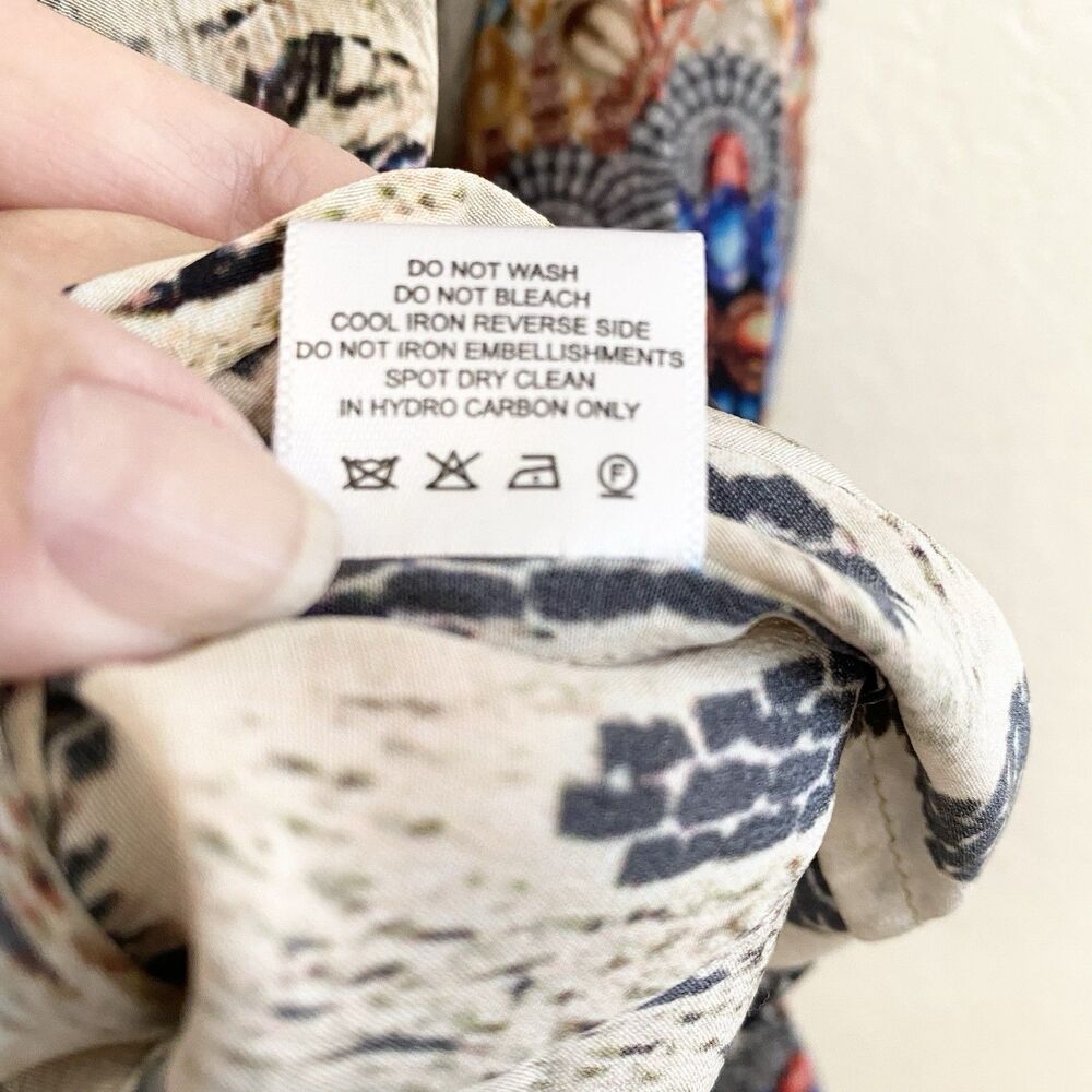 Moda Baronessa Button Up Blouse Multicolor‎ Animal Print 100% Silk Small Tunic - Picture 5 of 10
